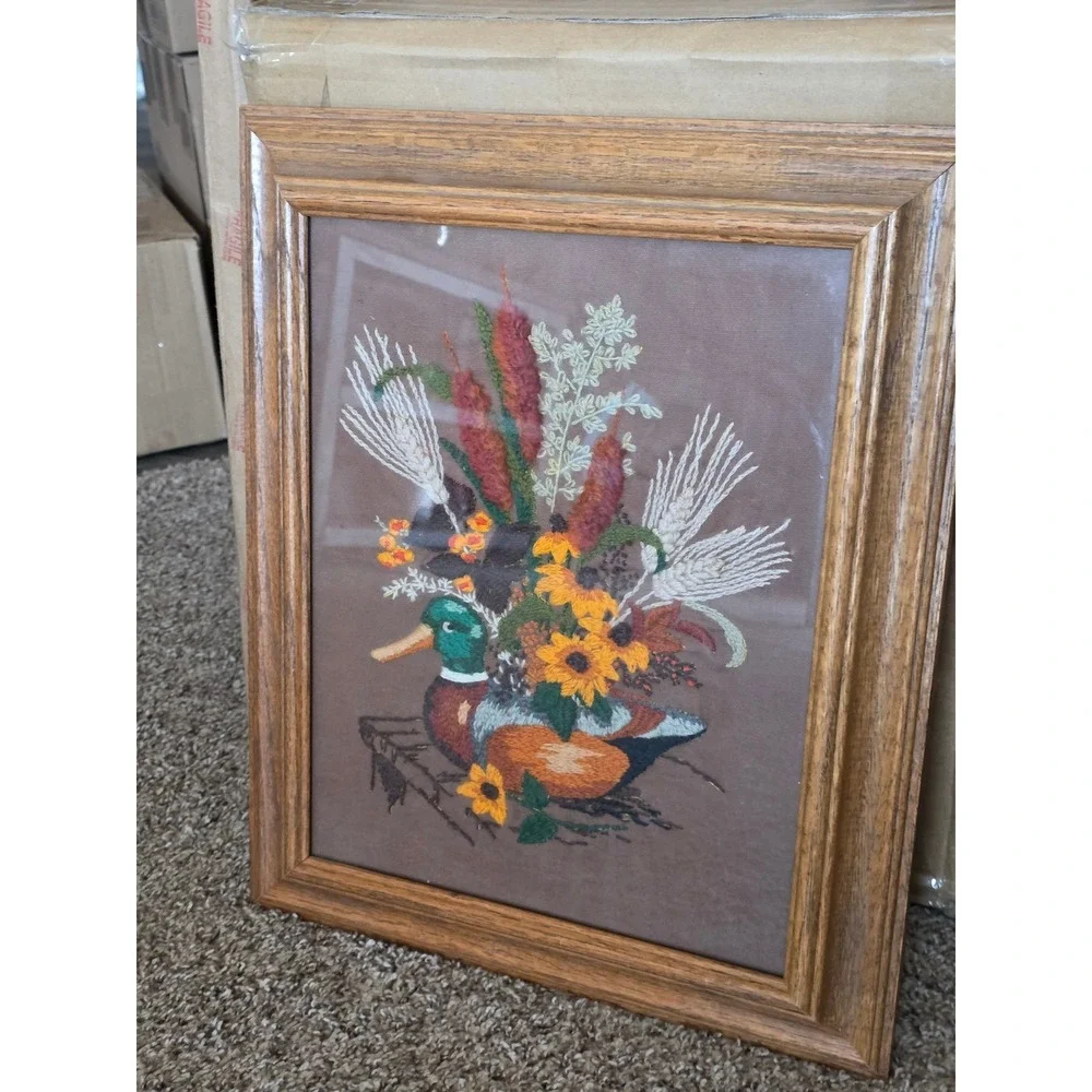 Vintage 1970's Embroidery Duck Crewel
